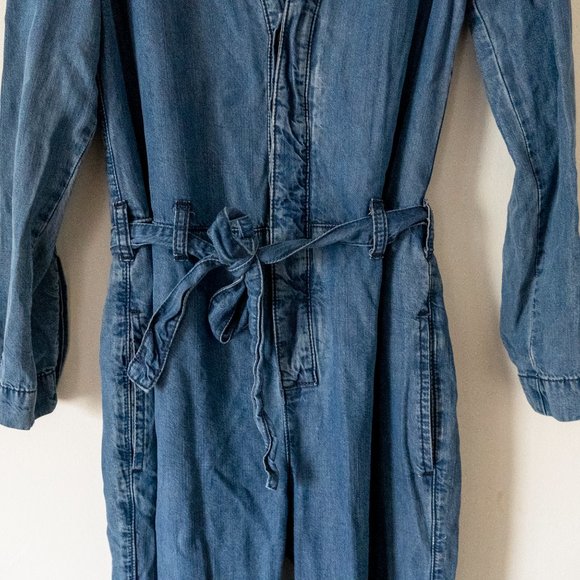 Free People Denim Jumpsuit with Waist Tie Size 0 - Picture 2 of 4